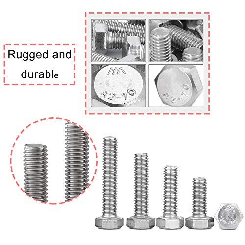 newlng M6 304 Stainless Steel Nuts and Bolts, Hex Flat Head Cap Bolts Screws Nuts Hexagon Socket Head Screw,Heavy Duty Hex Bolts Nuts Assortment, Head Mechanical Parts Combination Box - Image 5