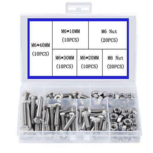 newlng M6 304 Stainless Steel Nuts and Bolts, Hex Flat Head Cap Bolts Screws Nuts Hexagon Socket Head Screw,Heavy Duty Hex Bolts Nuts Assortment, Head Mechanical Parts Combination Box - Image 1