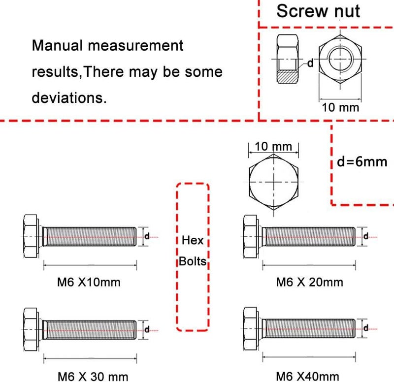 newlng M6 304 Stainless Steel Nuts and Bolts, Hex Flat Head Cap Bolts Screws Nuts Hexagon Socket Head Screw,Heavy Duty Hex Bolts Nuts Assortment, Head Mechanical Parts Combination Box - Image 2