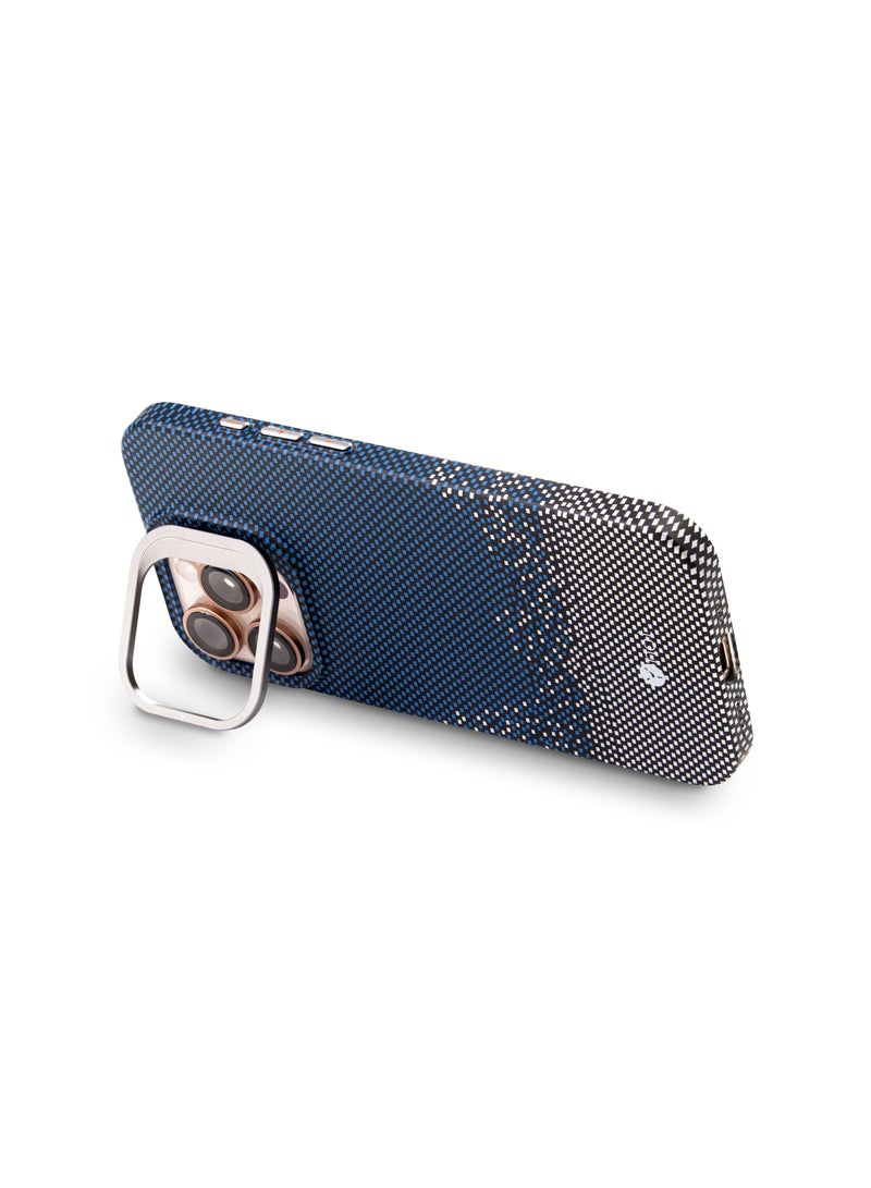 YNOT iPhone 16 Plus Kevlar Fiber Case with MagSafe and Stand - Blue and Grey - Image 2