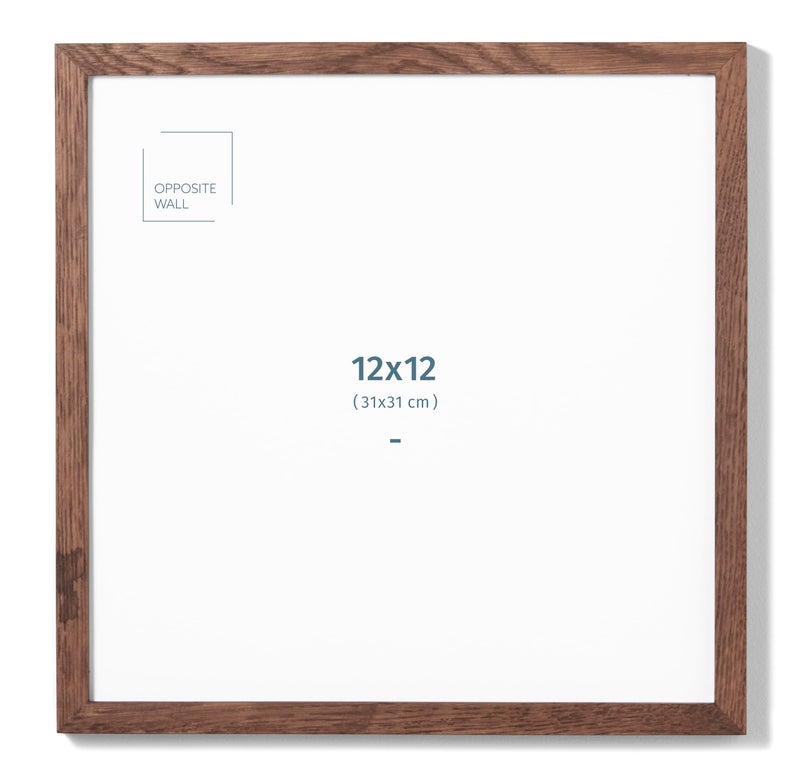 Opposite Wall  12x12 in  Dark Solid Oak Wood Picture Frame  Lightweight Versatile  Shatterproof  Wall Hanging Poster or Photo Frame  Wall Decor for Office Gallery  Home