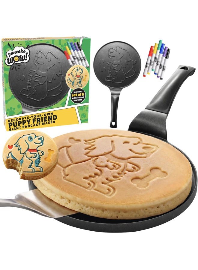CucinaPro Jumbo Pancake Pan - Puppy - Make Giant 10" Pancakes for Magical Kid's Breakfast - Includes 6 Edible Markers For Added Family Fun - Non Stick Griddle, Cool Holiday Dog Gift - Image 1