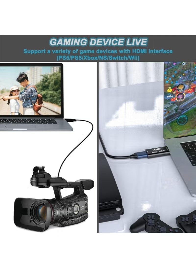 بطاقة التقاط فيديو HDMI بدقة 4K مع كابل تمديد USB بطول 1 متر، جهاز التقاط ألعاب HDMI إلى USB 2.0 للبث المباشر، والبث المباشر، ومؤتمرات الفيديو، والتعليم، والألعاب - Image 3