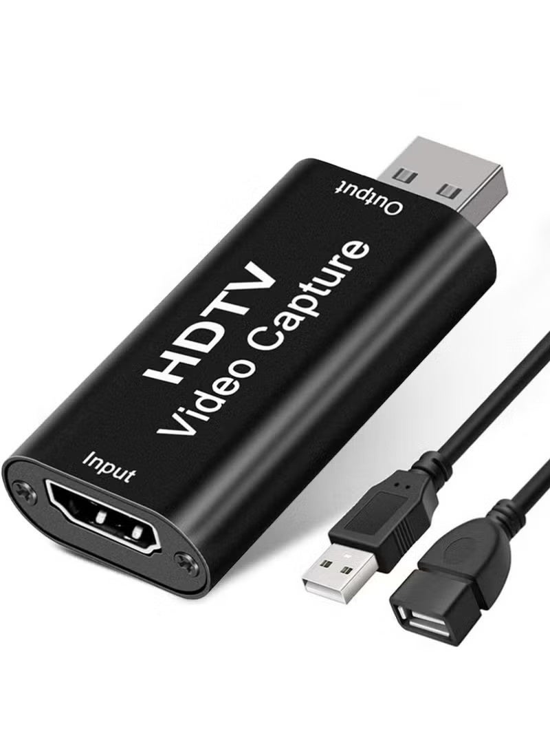 بطاقة التقاط فيديو HDMI بدقة 4K مع كابل تمديد USB بطول 1 متر، جهاز التقاط ألعاب HDMI إلى USB 2.0 للبث المباشر، والبث المباشر، ومؤتمرات الفيديو، والتعليم، والألعاب - Image 1