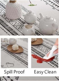YIM-VIBEHAUS Table Cloth for Dining Table, Tassel Wrinkle Free Table Cover, Rectangle Tablecloth for Kitchen Dining Party White, 140 x 200 cm  - Image 2