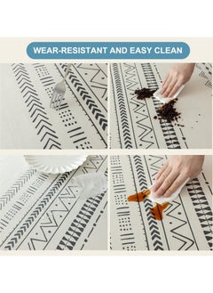 YIM-VIBEHAUS Table Cloth for Dining Table, Tassel Wrinkle Free Table Cover, Rectangle Tablecloth for Kitchen Dining Party White, 140 x 200 cm  - Image 4