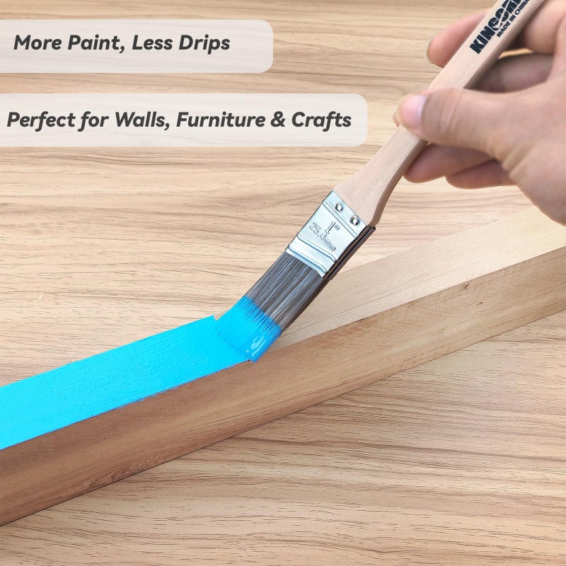 KingOrigin King Origin 6 Pcs Paint Brushes, 1 Inch Angled Paint Brush - Wood Handle, Thick & Dense Bristles for Smooth Finish, Small Paint Brush for Painting Walls, Trim, Art & Craft - Image 5