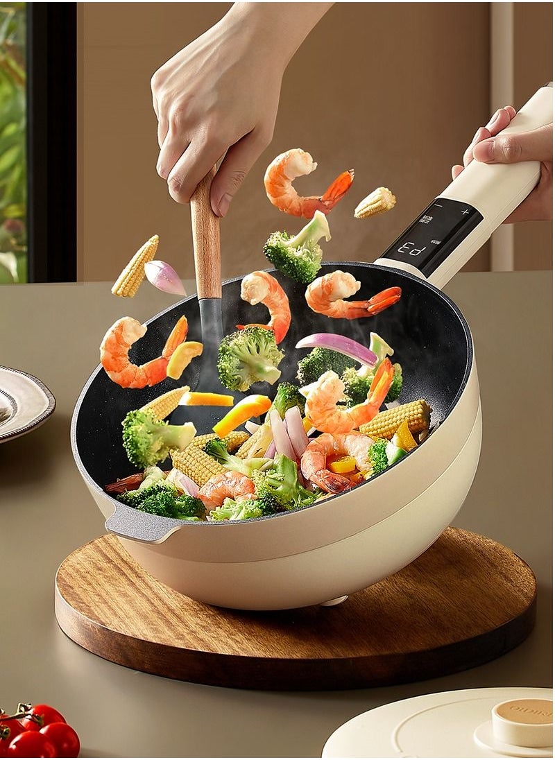 OIDIRE - Non Stick Deep Fry Pan, 3L Non-Stick Saucepan With Lid and 12h Timer, 1200W Cooker for Steak Hot pot Tom Yum Fried Rice Ramen Oatmeal Soup with 5 Power Adjustable - Image 1