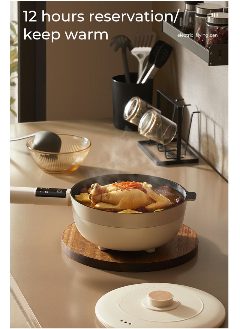 OIDIRE - Non Stick Deep Fry Pan, 3L Non-Stick Saucepan With Lid and 12h Timer, 1200W Cooker for Steak Hot pot Tom Yum Fried Rice Ramen Oatmeal Soup with 5 Power Adjustable - Image 1