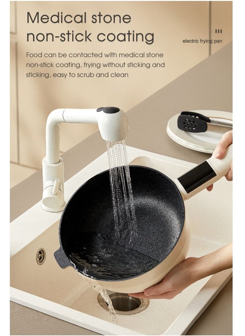 OIDIRE - Non Stick Deep Fry Pan, 3L Non-Stick Saucepan With Lid and 12h Timer, 1200W Cooker for Steak Hot pot Tom Yum Fried Rice Ramen Oatmeal Soup with 5 Power Adjustable - Image 1