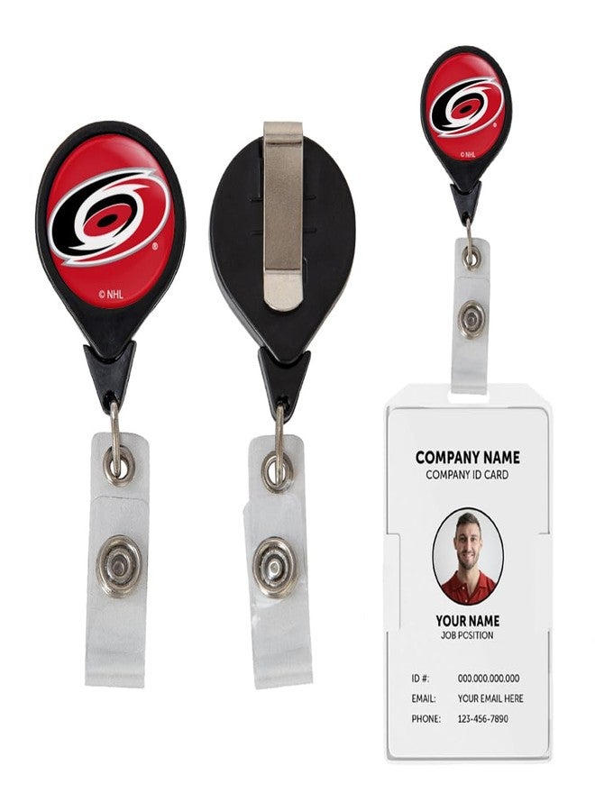 Desert Cactus Carolina Hurricanes Retractable Badge Holder NHL Team ID Reel with Ticket Clip for Lanyard, Work, School & Office Access - Image 1