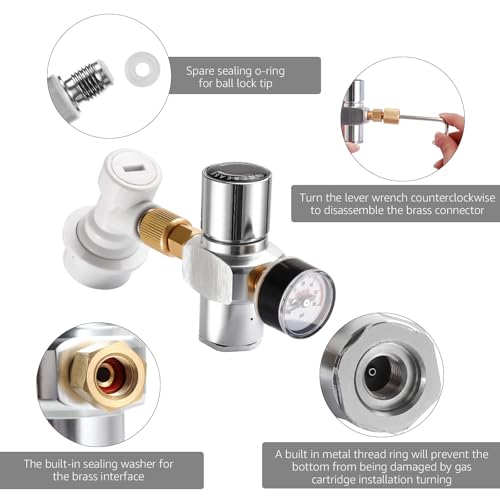 Dbgogo Hold Stable Pressure 0-60 PSI Mini Keg Regulator, No Leaking Portable Cornelius Corny Beer Growler Outdoor Picnic Party Carbonation CO2 Gas Ball Lock Disconnect Mini keg Charger Regulator - Image 3
