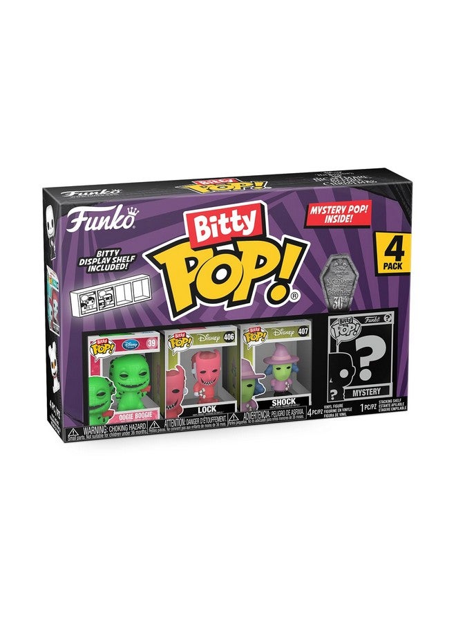 Funko Bitty Pop The Nightmare Before Christmas - Oogie Boogie 4PK - Oogie Boogie, Lock, Shock and A Surprise Mystery Mini Figure - 0.9 Inch (2.2 Cm) Collectable - Stackable Display Shelf Included - Image 3