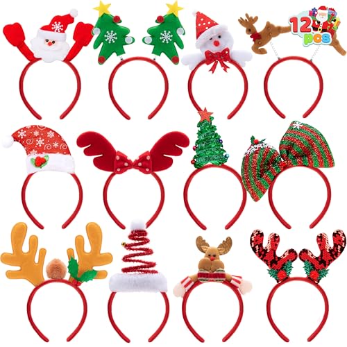 JOYIN 12 Packs Christmas Headbands with Assorted Design Christmas Headwear Holiday Headbands Accessories for Women Men Christmas Parties Xmas Holiday Party Favors Photo Booth ONE SIZE FIT ALL - Image 1