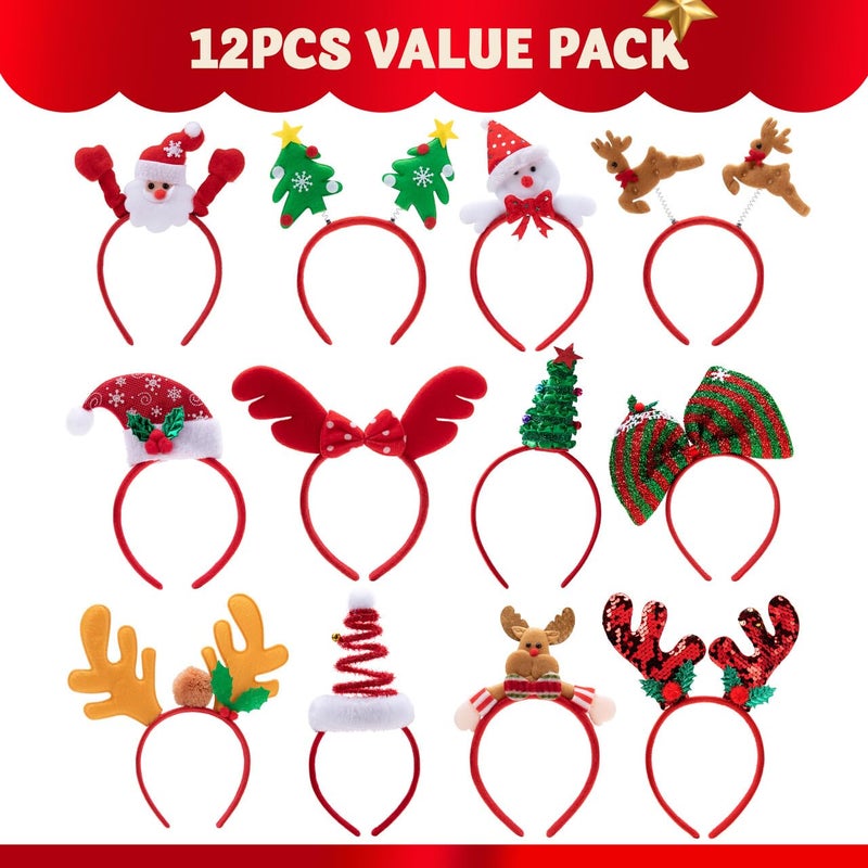 JOYIN 12 Packs Christmas Headbands with Assorted Design Christmas Headwear Holiday Headbands Accessories for Women Men Christmas Parties Xmas Holiday Party Favors Photo Booth ONE SIZE FIT ALL - Image 3