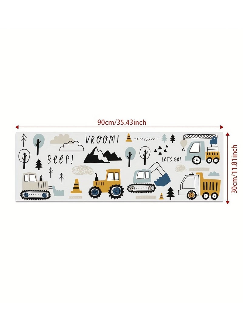 Cartoon PVC Wall Decal, Building Vehicles Truck Excavator Tractor Mural, Self-adhesive Decorative Wall Art Sticker For Bedroom, Classroom, Living Room, Nursery, Kindergarten, Game Room Background Wall Decor, Home Decoration, 30cm*90cm - Image 5
