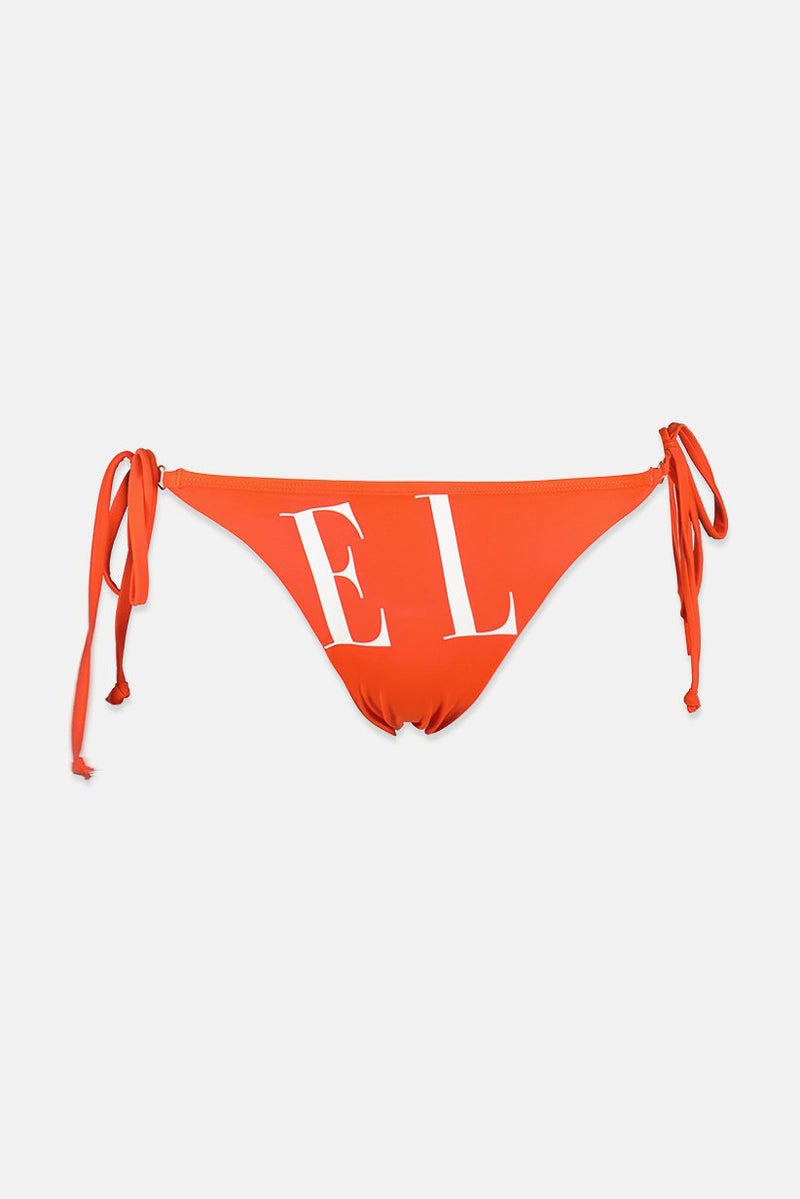 ELLE Women Logo Tie Side Bikini Bottom, Red - Image 1