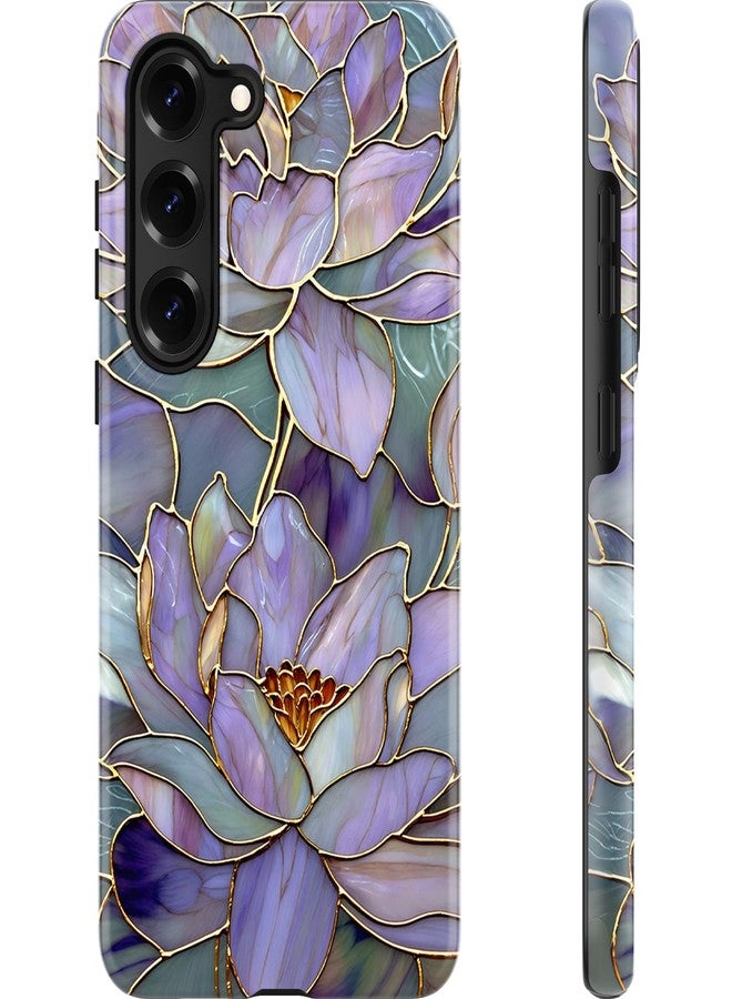Esdot for Samsung Galaxy S23 Plus Case - Wireless Charging Compatible - Dual-Layer Soft Silicone + Hard Shell - Wildflower Design - Protective Phone Cover for Women Girls - Abstract Lotus - Image 1