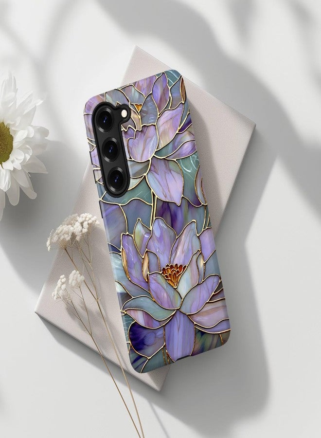 Esdot for Samsung Galaxy S23 Plus Case - Wireless Charging Compatible - Dual-Layer Soft Silicone + Hard Shell - Wildflower Design - Protective Phone Cover for Women Girls - Abstract Lotus - Image 3