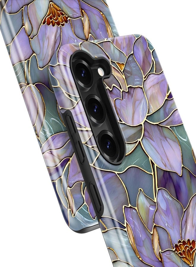 Esdot for Samsung Galaxy S23 Plus Case - Wireless Charging Compatible - Dual-Layer Soft Silicone + Hard Shell - Wildflower Design - Protective Phone Cover for Women Girls - Abstract Lotus - Image 5