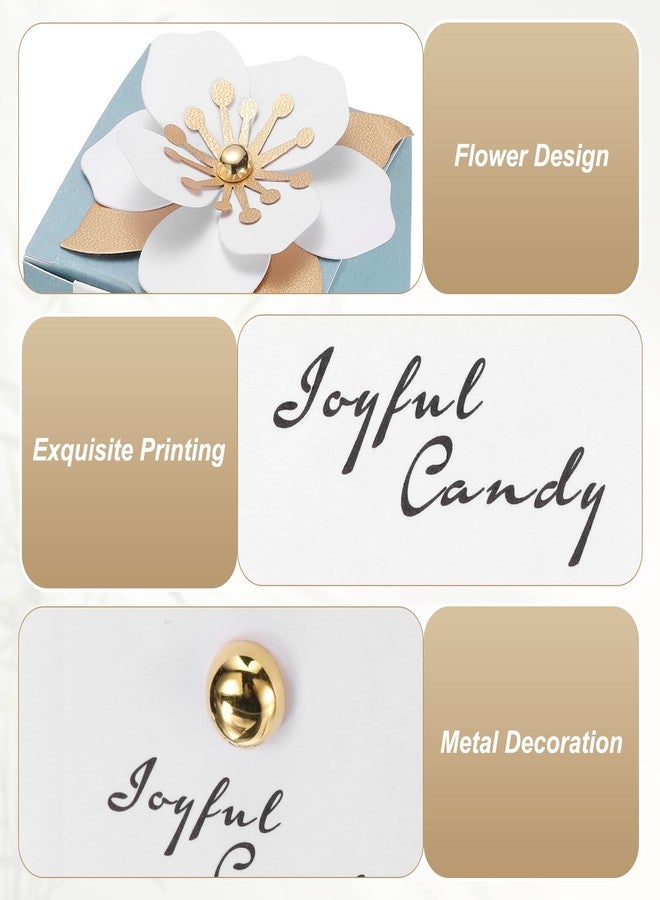 PATIKIL Wedding Favor Boxes, (2.5 x 2.5 Inch, Sky Blue(25 Pcs, Square Paper Flower Candy Boxes with White Floral Decor Thanks Card, Suitable for Wedding/Birthday/Party/Decorations/Gift - Image 3