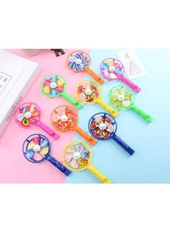 12PCS Bright Windmill Whistles, Small Toddler Whistle Portable Windmill Pinwheel Shaped Whistle (Assorted Color)