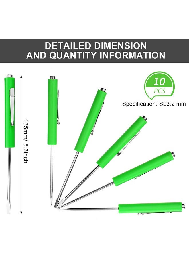 Honoson 10 Pieces Pocket Screwdriver Mini Tops And Pocket Clips Pocket Screwdriver Magnetic Slotted Pocket Screw Driver with A Single Blade Head for Mechanical, Electrician (Green) - pzsku/ZDE9CCF3DBDE812A4667EZ/45/_/1740982619/d5653f96-4c60-40c5-b2c3-fb8888386679