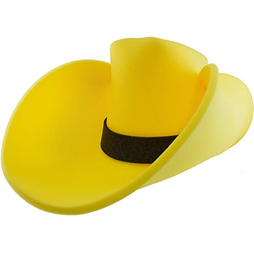 FUNSTITUTION Cowboy Hat Giant Foam Cowboy Hat Oversized Hat Silly Crazy and Funny Hats for Adults and Kids Huge Hat Yellow Hat - Image 1