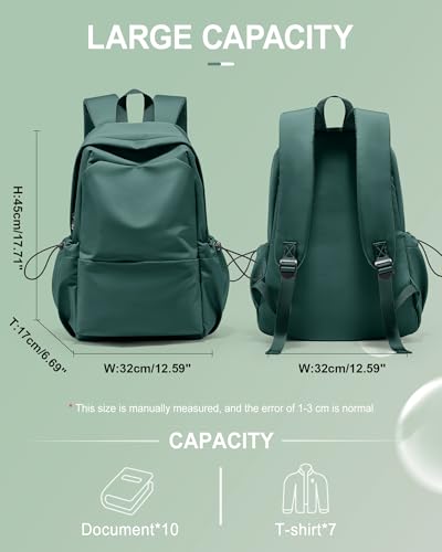 UPPACK Backpack For Women Men School Aesthetic Lightweight College Backpack for Boys Girls Book Bag Casual Daypack Laptop Gym Backpacks Army Green - Image 2