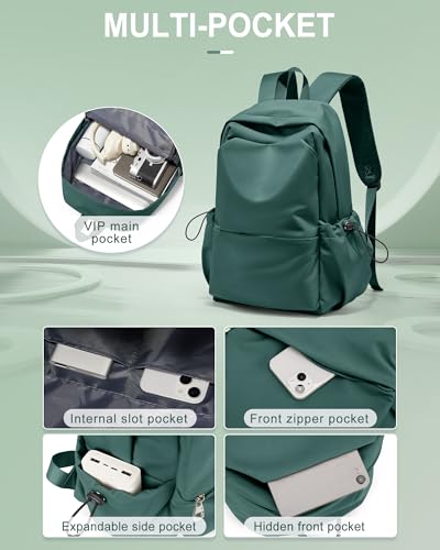 UPPACK Backpack For Women Men School Aesthetic Lightweight College Backpack for Boys Girls Book Bag Casual Daypack Laptop Gym Backpacks Army Green - Image 3