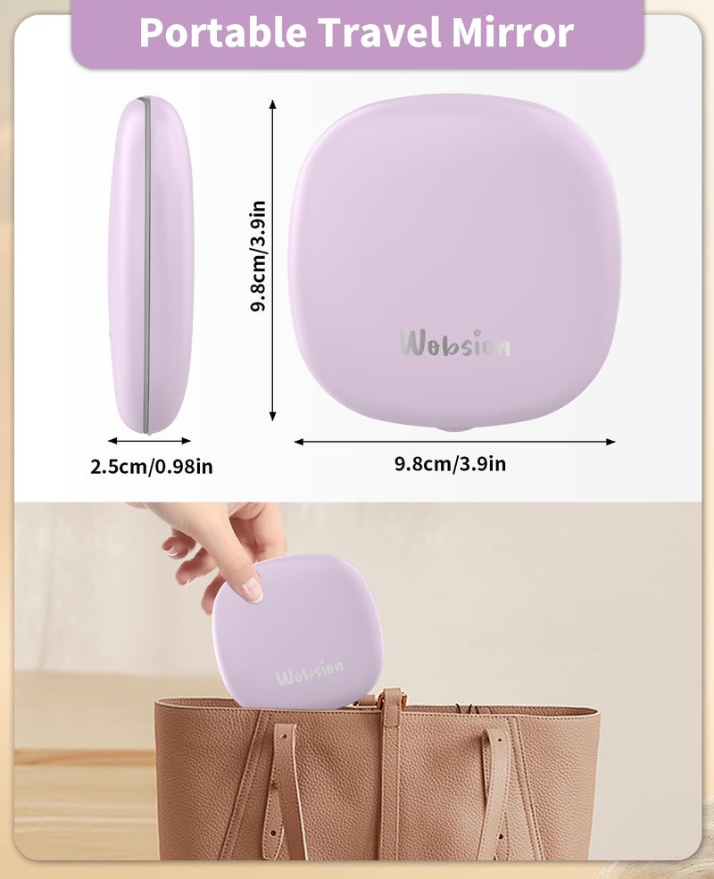Wobsion Travel Mirror With Light  Rechargeable 1X/10X Compact Magnifying Mirror  Dimmable Pocket Mirror Handheld 2-Side Mirror With Light 4Inch Travel Size Portable For Handbag Purse Gift Purple - Image 5