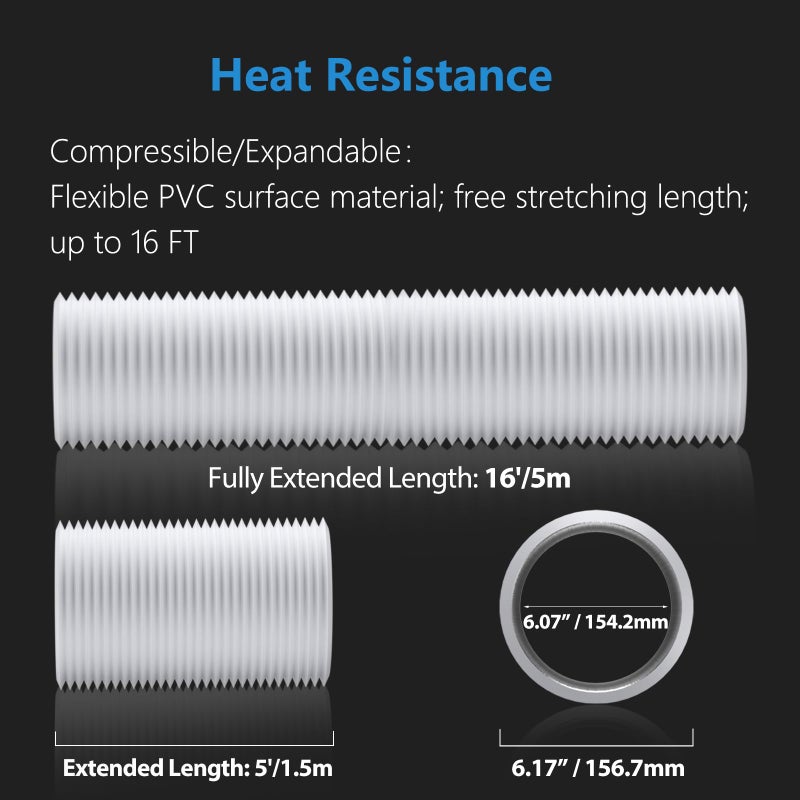 Hon&Guan 6 Inch Duct -16 FT White PVC and Aluminum Ducting for Heating Cooling Ventilation and Exhaust - Image 2