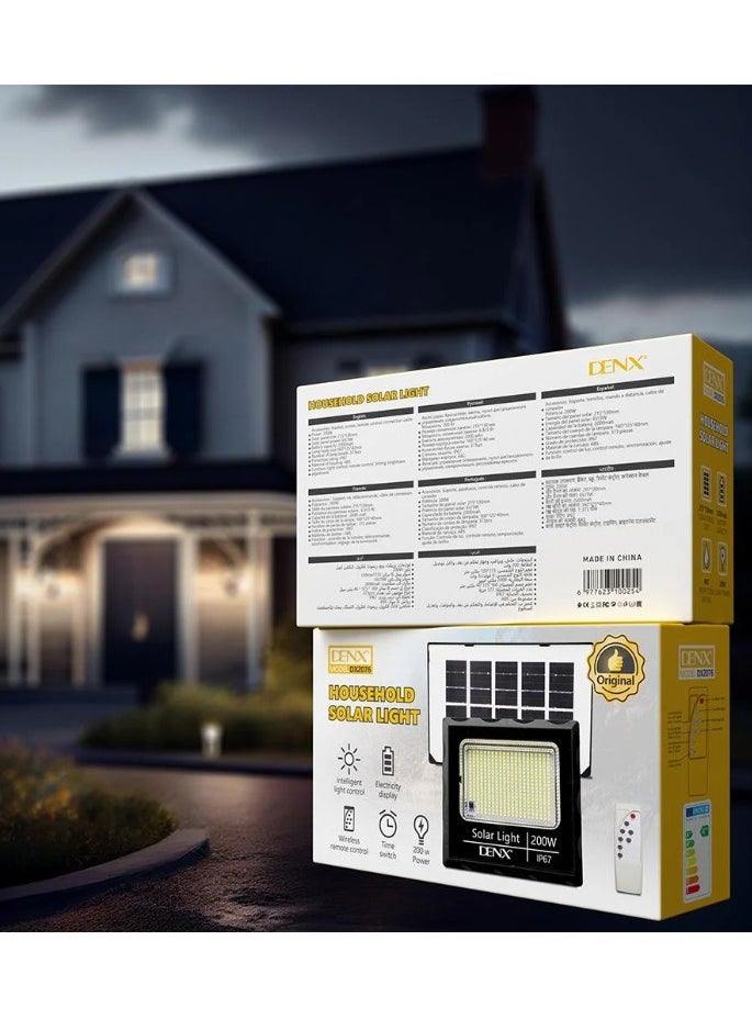 Denx - 200W COB Solar Light IP67 Waterproof and Dustproof with Intelligent Remote Control - Image 1