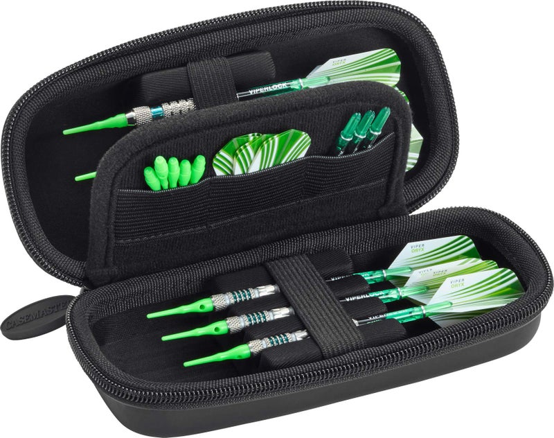 Casemaster Sentry 6 Dart Case Slim, Holds Extra Accessories, Tips, Shafts and Flights, Compatible with Steel and Soft Tip Darts, Impact & Water Resistant TacTech Shell, Black Zipper - Image 1