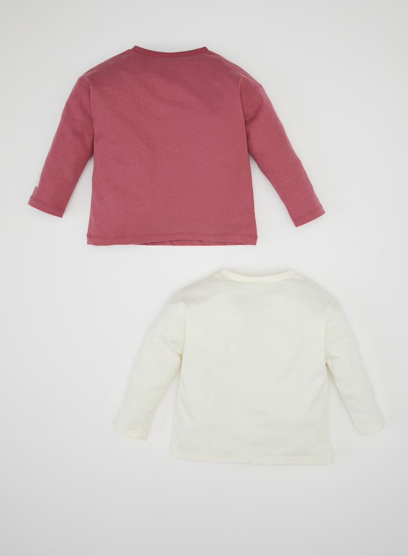 DeFacto Crew Neck 2-Pack Long Sleeve Printed T-Shirts - Image 2