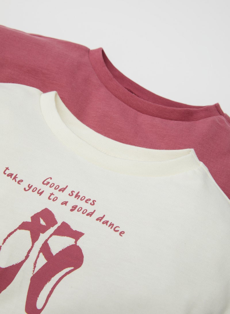 DeFacto Crew Neck 2-Pack Long Sleeve Printed T-Shirts - Image 3