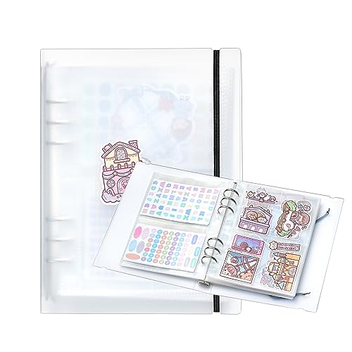 MANWU 1pcs A5 Sticker storage Album,sticker organization Collecting Book Binder sleeves for planner stickers organizers collector recipe cards (3 different sized pockets) - Image 1