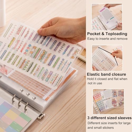MANWU 1pcs A5 Sticker storage Album,sticker organization Collecting Book Binder sleeves for planner stickers organizers collector recipe cards (3 different sized pockets) - Image 5