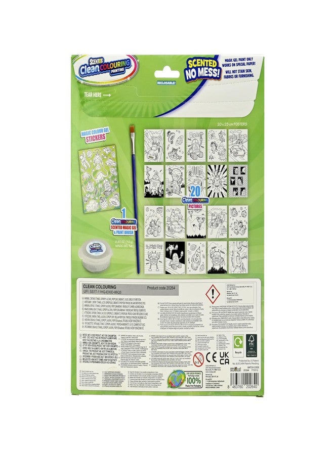 سينتوس مجموعة مغامرات الرسم بالجل السحري Scentos CleanColouring™ من Fratelli | ٢٠ صورة للتلوين، ملصقات كشف الألوان، طلاء جل سحري، وفرشاة طلاء جل سحري بدون فوضى - Image 3