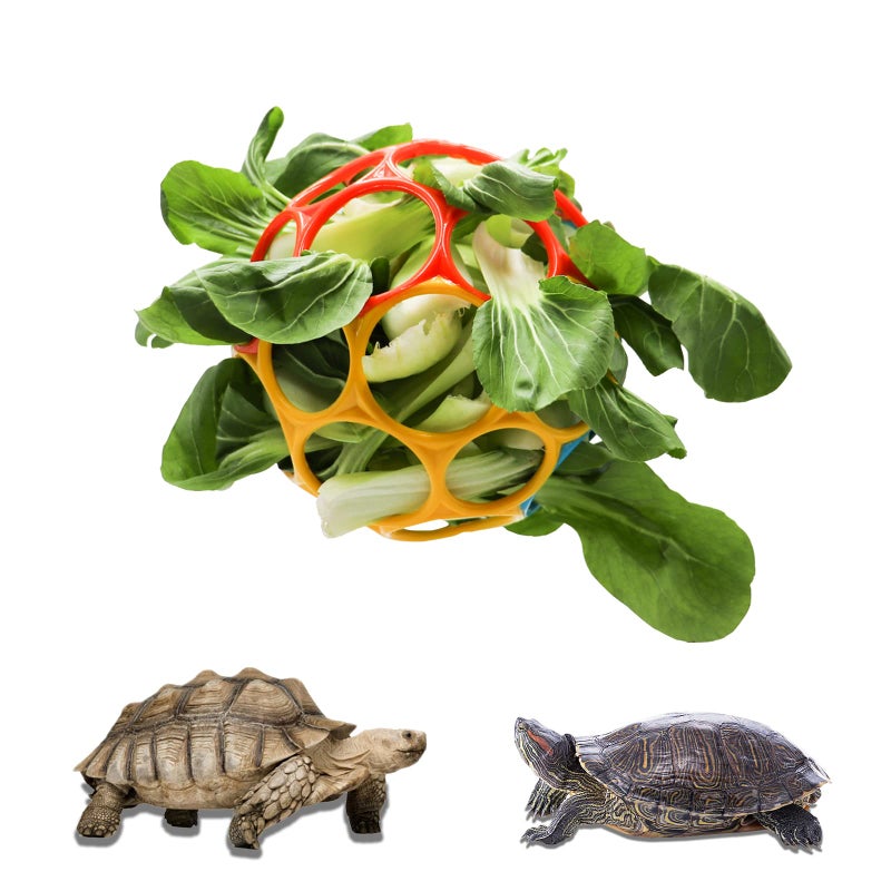 Besimple Tortoise Treat Ball Toy Turtle Hay Feeder Ball Hanging Feeding Grass Ball Fruit Vegetable Feeder Holder Foraging Toy for Small Animals Pet Tortoise Turtle - Image 2