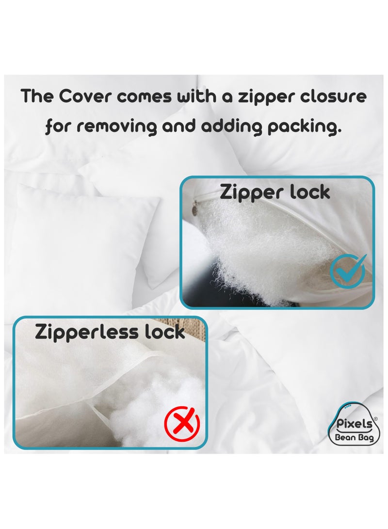 بكسل بين باج عبوة حشو وسادة زينة مستطيلة من بكسل بين باج للاستخدام الداخلي للأريكة والمقاعد، قماش أبيض من البولي بروبلين غير منسوج، إغلاق بسحاب "سستة" مجموعة عدد 4 قطعة - Image 5