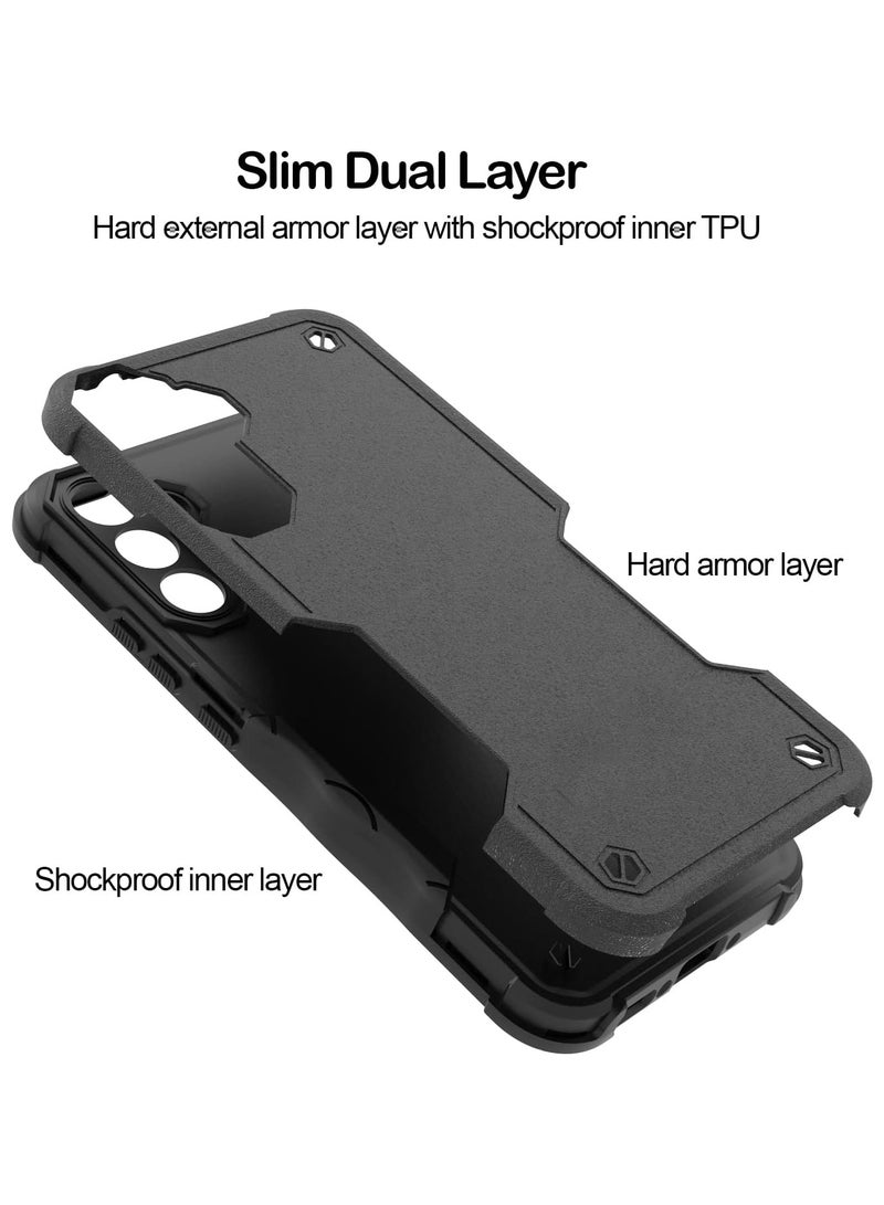 Case Designed for Samsung Galaxy A56, Rugged Hard Plastic Hybrid TPU Skin Grip Protective Rigid Tough Cover Fit Samsung Galaxy A56 5G Phone Case - Black - Image 2