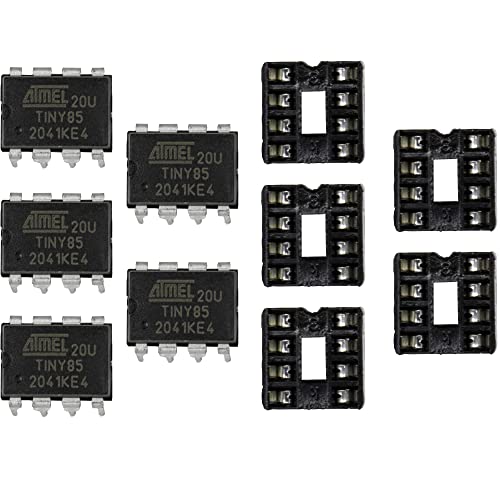 risingsaplings 5pcs ATTINY85-20PU DIP-8 IC MCU 8BIT Microcontroller with 8KB (5pcs and ic Socket) - Image 1