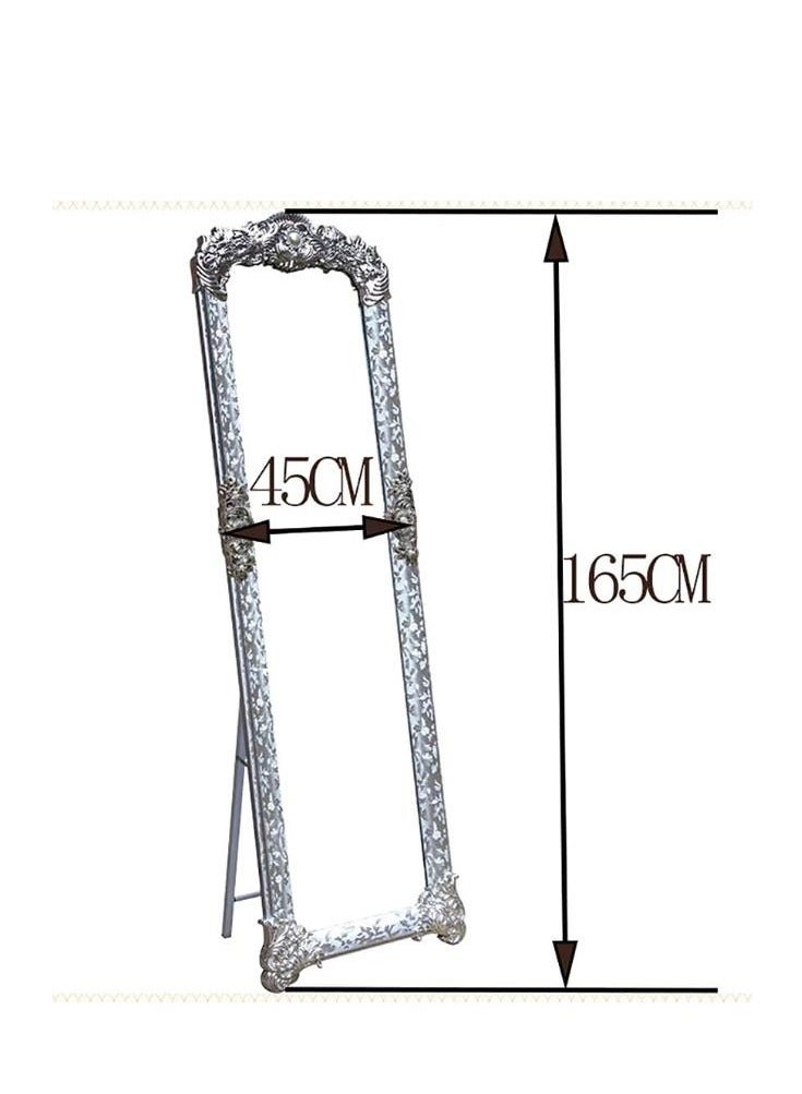Golden Metal Framed Decorative Dressing Floor Standing Mirror, Full Body Mirror Silver 45X165Cm  - Image 2
