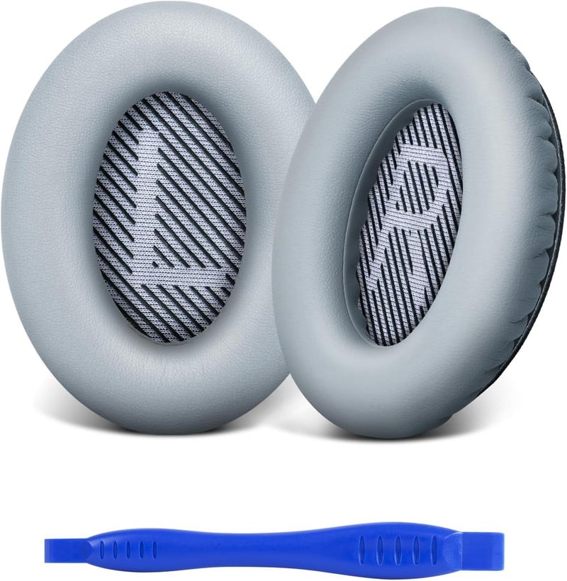 Sounce Replacement Earpads Cushions for Bose QuietComfort 35 (QC35) Quiet Comfort 35 II, QuietComfort 15 QC35/ Ae2 Ae2i Ae2w SoundTrue & SoundLink Headphones, Ear Pads with Softer Leather (Grey) - Image 1