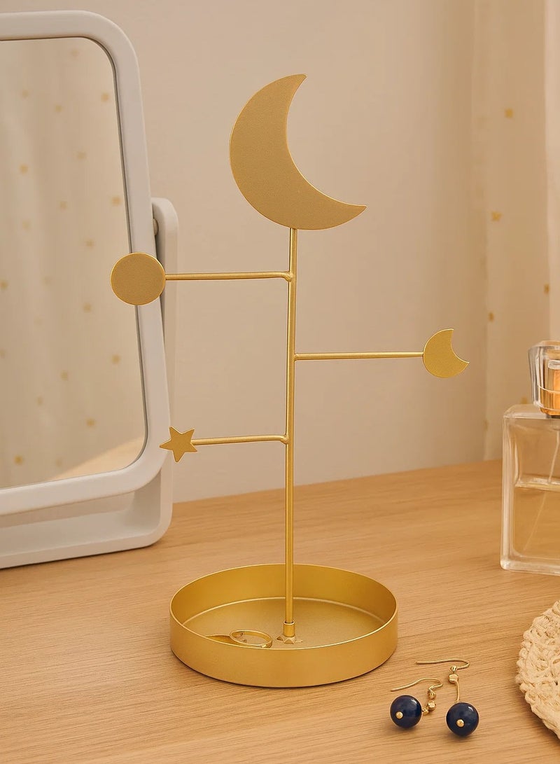 LOFT MOON tier Jewelry shaped Display Rack,jewelry Box,suitable For Watches,necklaces,bracelets,rings, Earrings,jewelry Storage Racks,jewelry Organizers,trays With Bases ,JEWELLERY HOLDER,H35CMS,GOLD,IRON-191635 - Image 2