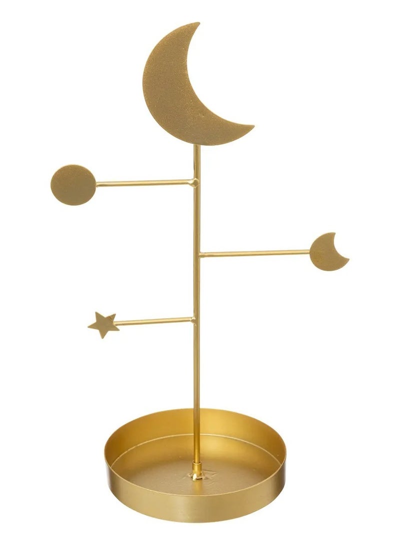 LOFT MOON tier Jewelry shaped Display Rack,jewelry Box,suitable For Watches,necklaces,bracelets,rings, Earrings,jewelry Storage Racks,jewelry Organizers,trays With Bases ,JEWELLERY HOLDER,H35CMS,GOLD,IRON-191635 - Image 3