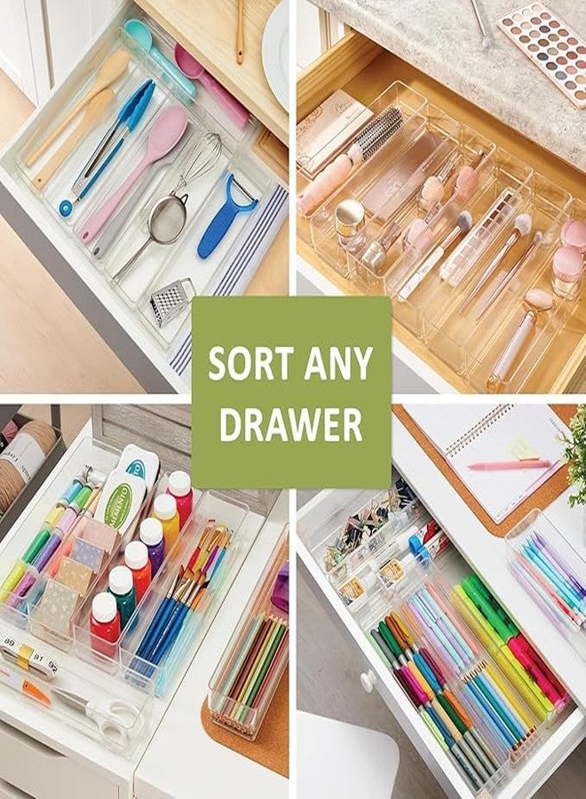 Kaito Clear Plastic Drawer Organizers, 12-Piece Set, Kitchen Gadgets Utensils and Office, Storage Bins for Bathroom, Office - Image 5