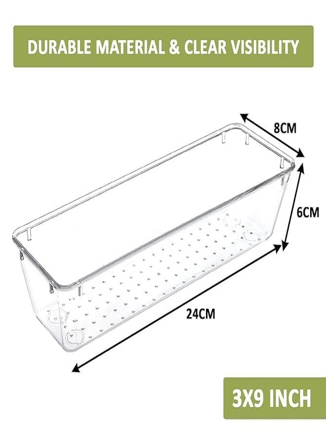 Kaito Clear Plastic Drawer Organizers, 12-Piece Set, Kitchen Gadgets Utensils and Office, Storage Bins for Bathroom, Office - Image 3