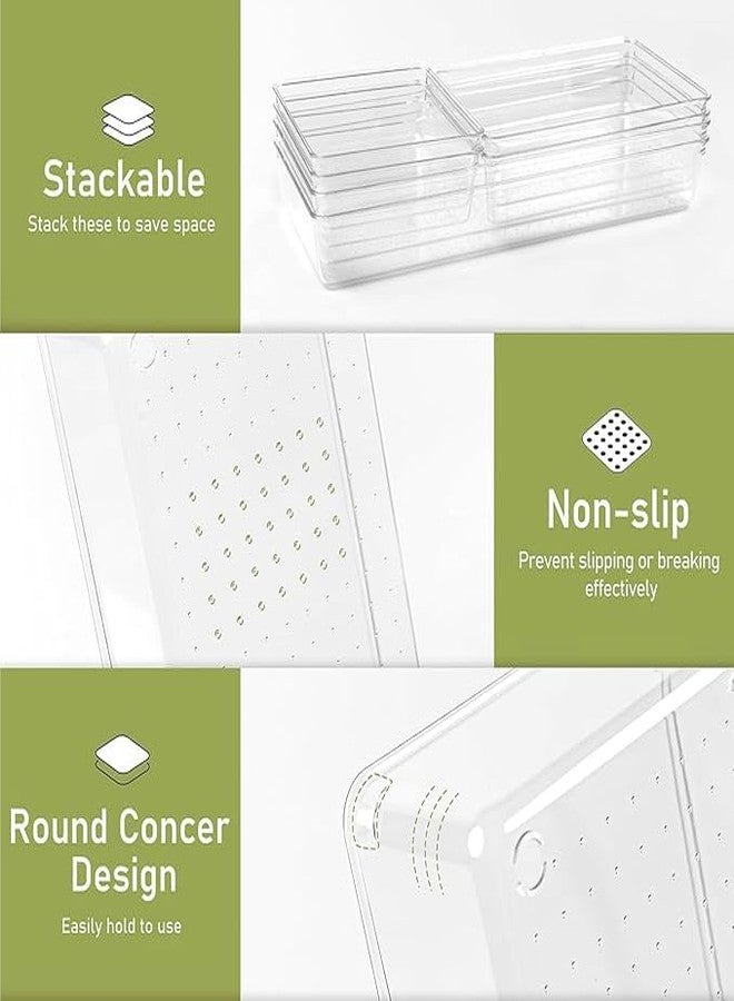 Kaito Clear Plastic Drawer Organizers, 12-Piece Set, Kitchen Gadgets Utensils and Office, Storage Bins for Bathroom, Office - Image 2
